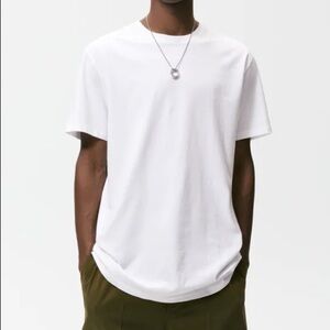 NWT ZARA Man white long length t-shirt SMALL